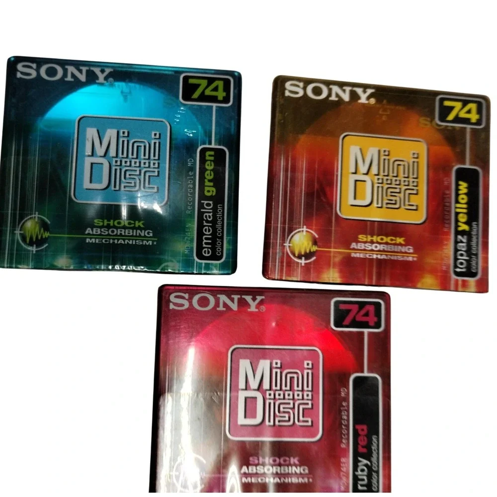 Sony MiniDisc 74 Min‎ MDW-74 Color Collection Sealed Retro Audio Media Set of 3
